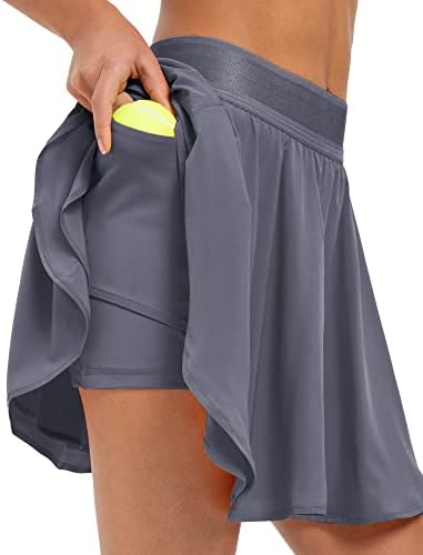 חצאית טניס של אתגר לנשים אתלטי סקורטס מיני חצאית קפלים אימון מותניים גבוהים אימון חצאית גולף חצאית בשכבות