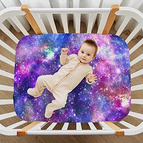גיליון עריסה של קיגאי גלקסי רך נושם גיליון תינוקות מתאים כרית מזרן עריסה סטנדרטית, 39 x 27 x 5 אינץ