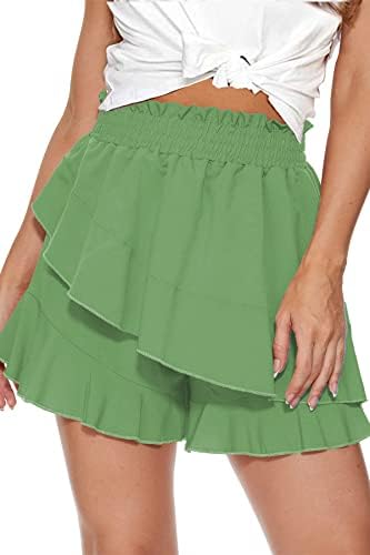 Neyouqe קיץ מכנסי נשים קצרים חצאיות זורמות קפלים מיני חוף טניס טניס חצאית קצרה מחליק שמלת מותניים אלסטית