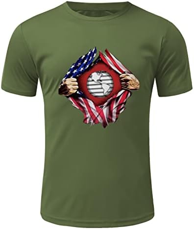 XXBR Mens Mens Shortier Shorele חולצות טריקו דגל אמריקאי פטריוטי יום עצמאות