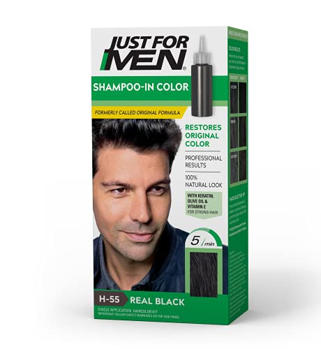 רק לגברים שמפו-בצבע, צבע שיער לגברים עם ויטמין ה לשיער חזק יותר-שחור אמיתי, ח-55, 1 מארז