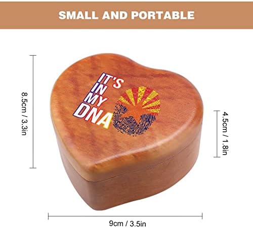 זה ב- DNA שלי אריזונה סטייט דגל קופסת מוסיקה מעץ קופסאות לב צורה קופסאות קופסאות וינטג 'קופסת עץ למתנה