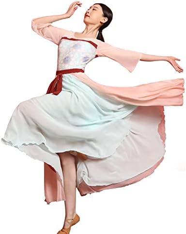 רויאל סמלה סינית תלבושת ריקוד קלאסית סינית חצאיות ריקוד שיפון לנשים רשת זורמת לריקוד טופ טופ טופ בסגנון