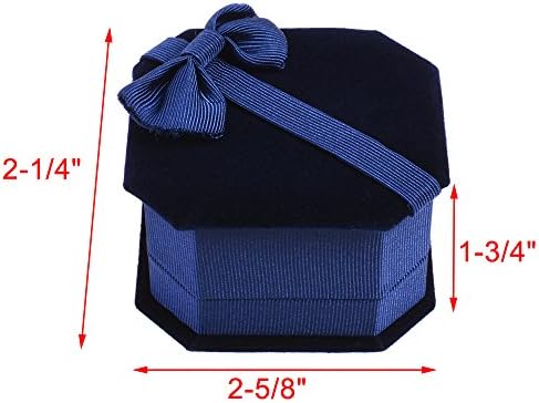 קוסמוס קטיפה טבעת תיבת מתומן תכשיטי תיבת אריזת מתנה עם קשת לחתונה האהבה יום טבעות מתנת מקרה, כחול צבע