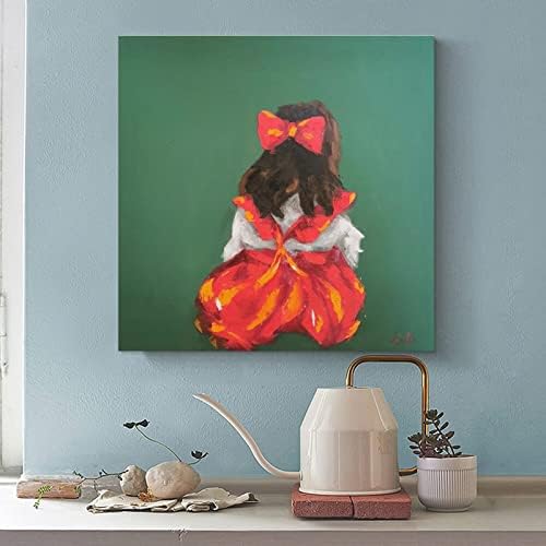 פוסטרים אדום נערת קיר אמנות ציור תינוקות קשת אמנות לילדים חדר משתלת קישוט קנבס קיר אמנות הדפסים לעיצוב