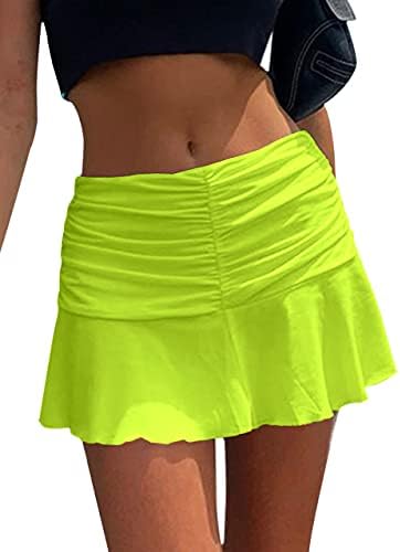 Safrisior Womes Rumple Friffe חצאית קצרה מותניים גבוהים נמתחים טניס קפלים טניס E-Girls 90s A-Line Mini