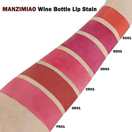 6 צבעים מט שפתון נוזלי, יין שפתיים גוון עמיד למים טבעי לאורך זמן גלוס מיני איפור שפתיים מקלות יין בקבוק