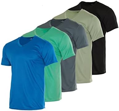 5 מארז: גברים של רשת צווארון לחות הפתילה פעיל ביצועים אתלטיים קצר שרוול חולצה