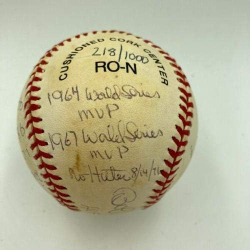 בוב גיבסון חתם על קריירה כבדה בבייסבול בייסבול רג'י ג'קסון COA - כדורי בייסבול עם חתימה