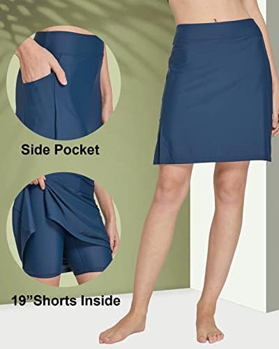חצאית שחייה של Honorsex נשים עם חותלות חצאית שחייה צנועה עם חצאית קפרי שחייה