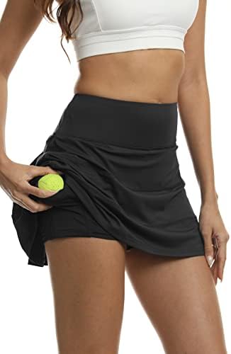 אימון נשים Jhsnjnr חצאיות עם מכנסיים קצרים מותניים גבוהים חצאית טניס קפלים באתלטיקה