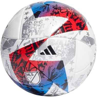 אדידס יוניסקס-מבוגר MLS Pro Ball, לבן/כחול/אדום, 5