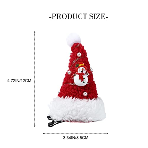 BARTOSI LED כובע חג המולד סיכות שיער חג המולד של Snow Snow Clips Clip