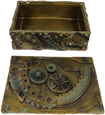 אברוס Steampunk הילוכים מכניים שעון שעון עיצוב וינטג 'קופסת תכשיטים פסלון 5 L מדע בדיוני Steampunk תיבת