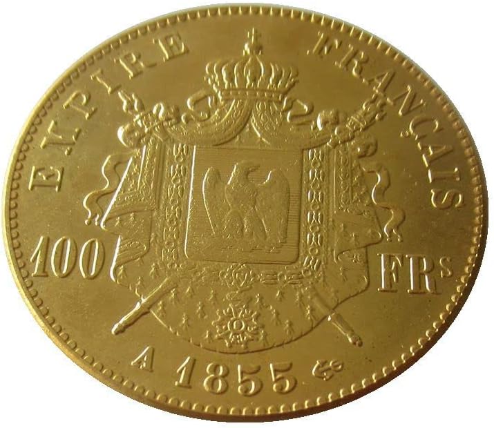 100 פרנק 1855-1859 אופציונלי פרנק פרנק עותק זר מטבע זיכרון מצופה זהב