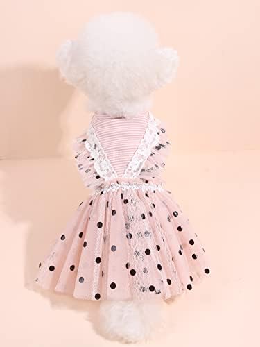Qwinee Polka Dot Dot Dog שמלת תחרה תחרה שמלת נסיכת גור שמלות רשת חתול חמוד שמלות לרשת לכלבים בינוניים