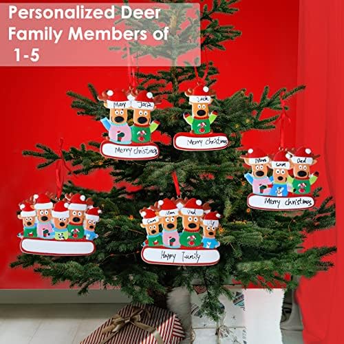 קישוטי חג המולד המותאמים אישית 2022, בני משפחת צבי בהתאמה אישית של 1-5 קישוטים לעצי חג המולד, קישוטי