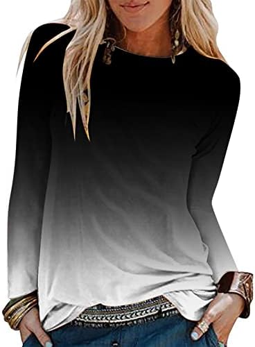 חולצת טיס עליון לקיץ הנשי סתיו סתיו שרוול ארוך 2023 בגדים צוואר טרנדי כותנה כותנה גרפי בראנץ 'טי 5o