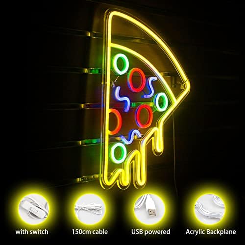שלט ניאון בצורת פיצה שלטי USB Powerd שלטי LED קיר אורות ניאון צהובים לפיצרייה מטבח מסעדת בר פאב פאב