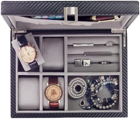 קופסת שעון עור בהנהלה של Decorebay, חפתים, מארגן קופסאות תכשיטים לתכשיטים ותכשיטים לתכשיטים לגברים