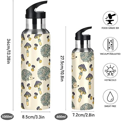 קיפודים glaphy ופטריות בקבוק מים מצוירים חמודים עם מכסה קש, ללא BPA, בקבוקי מים 20 גרם.