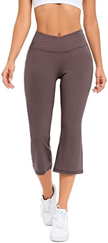 G4Free Bootcut Capris לנשים מכנסי יוגה מתלקחים עם כיסים צולבים/מותניים שטוחים מותניים גבוהים