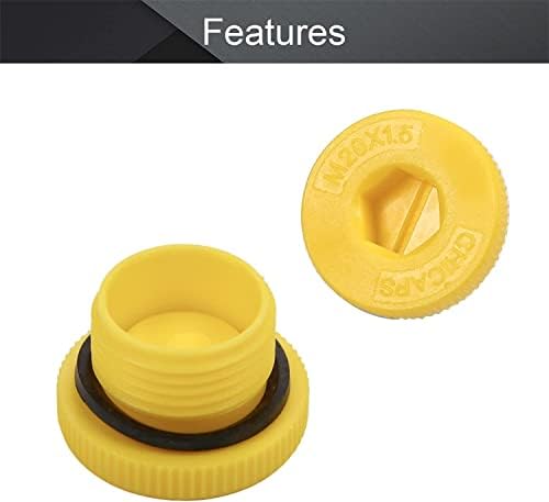תקעי אחיזת שדה, 20 20 שקע משושה עיצוב פלסטיק זכר הברגה איטום כובע צהוב 5 יחידות