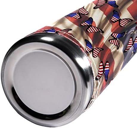 SDFSDFSD 17 גרם ואקום מבודד נירוסטה בקבוק מים ספורט קפה ספל ספל ספל עור אמיתי עטוף BPA בחינם, דגל אמריקאי