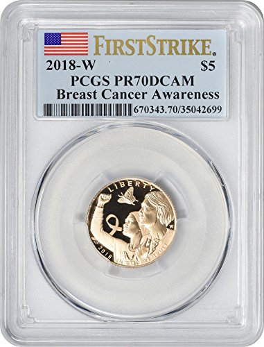 מודעות לסרטן שד 2018-W הנצחה 5 $ זהב, PR70DCAM, שביתה ראשונה, PCGS