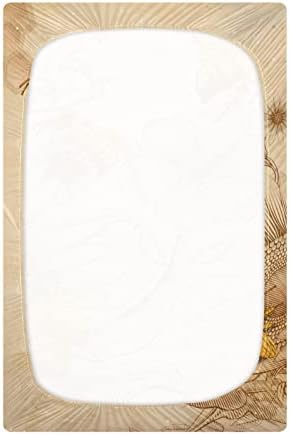 גליון עריסה רטרו דבורה של Alaza חמניות גיליון בסינט מצויד לבנים פעוטות תינוקות, מיני גודל 39 x 27 אינץ