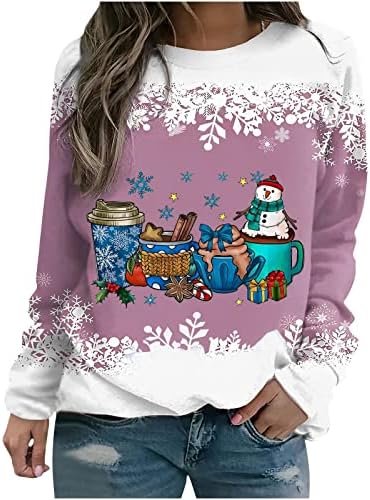 סוודר חג מולד מכוער לנשים מצחיק גנום חמוד סניפים קרוואנים סווטשירטים קלים משקל קלים חולצות שרוול ארוך