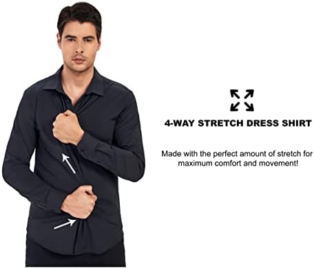 סמרם גברים של שמלת חולצה קמטים משלוח לחות הפתילה 8-דרך גבוהה למתוח סופר רך מזדמן כפתור למטה חולצות