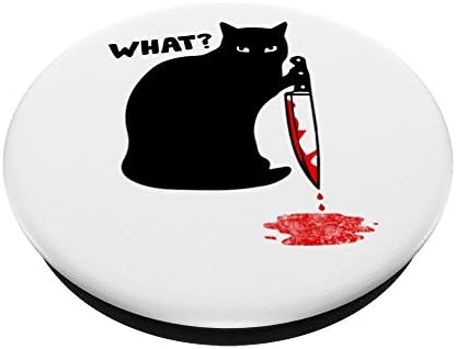 חתול איזה חתול שחור מצחיק כיף חתול רצחני עם סכין פופריפ פופגריפ: אחיזה ניתנת להחלפה לטלפונים וטבליות