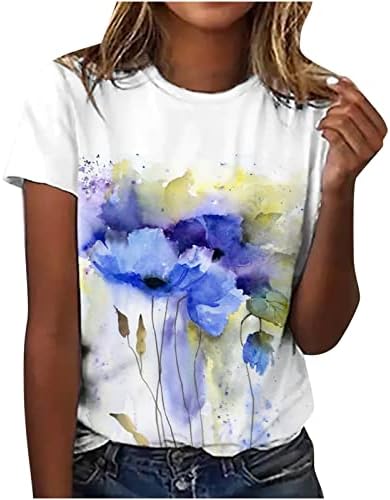 חולצות נערות נוער חולצות גרפיות פרחוניות חולצת חולצת טשיר שרוול קצר טרקלין צווארון קיץ חולצות סתיו 2023