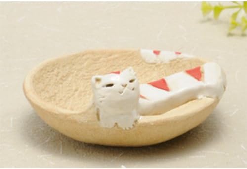 せ ともの 本 舗 Shimananeko Shimashima Cat Stand, אדום, R 4.6 x H 2.0 אינץ ', מתנה בעבודת יד, כלי שולחן יפניים,